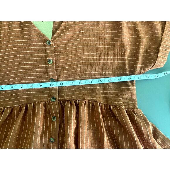 NWT Blu Pepper short sleeve textured stripe peplum blouse - Picture 6 of 8